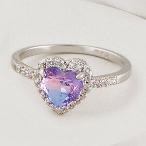 Dainty  Pink / Purple tourmaline heart gemstone ring, Charmed Aroma